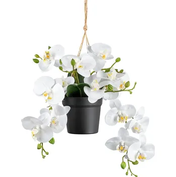 umělá květina Gasper Umělá orchidej v závěsném květináči, 25 cm, bílá 490647