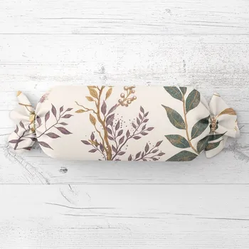 Dekorativní polštářek Polštář válec bonbon Sandra SA-544 Podzimní větvičky na krémovém 15x40 cm