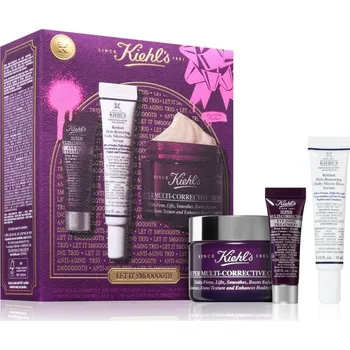 Pleťové sérum Kiehl's Let It Smoooooth Super Multi-Corrective Cream krém proti stárnutí 50 ml + Super Multi-Corrective Eye Treatment oční krém s omlazujícím účinkem 3 ml + Retinol Skin-Renewing Daily Micro-Dose Serum protivráskové retinolové sérum 10 ml