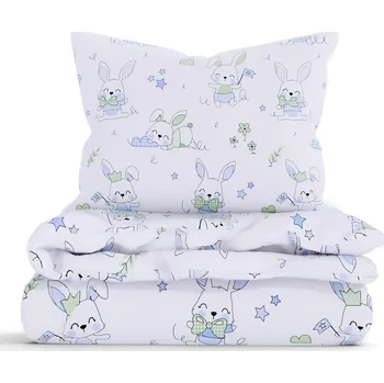 Povlečení Bavlněné povlečení Renforcé do postýlky– Králíčci modré