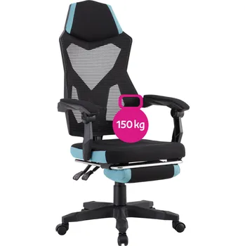 Ergonomické kancelářské/herní křeslo JORIK NEW, černé s neomint detaily, nosnost 150 kg