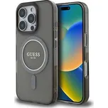 Guess IML Glitter Ring MagSafe Zadní Kryt pro iPhone 16 Pro Black