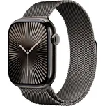Apple Watch Series 10 GPS + Cellular 42mm pouzdro z břidlicově šedého titanu - břidlicově šedý milánský tah (MX053QC/A)
