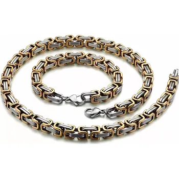 Souprava šperků Set z chirurgické oceli Be Hard – řetízek a náramek zlato/stříbro