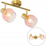 Bodové svítidlo art deco zlaté s růžovým sklem 2-zdrojové - Vidro