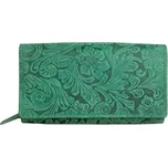 Tyrkysovo-šedá kožená peněženka s ražbou s motivem růží s ochranou dat (RFID)