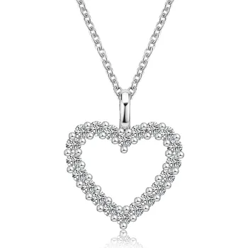 Řetízek Olivie Stříbrný náhrdelník 0,6ct MOISSANITE SRDCE 9803 Ag 925; ≤2,8 g.