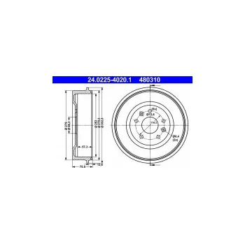 Brzdový buben Brzdový buben ATE 24.0225-4020 (AT 254020)