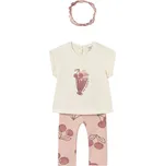 MAYORAL dívčí set 3ks tričko bez rukávů, legíny, čelenka smetanová, růžová vel. 104 cm