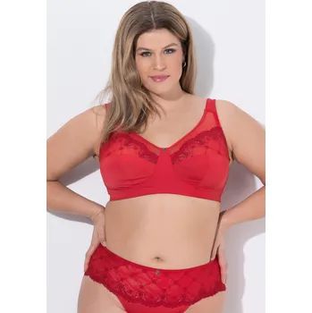 Podprsenka Ulla Popken, Plus size Podpůrná podprsenka, bez ramínek, krajka, košíčky C–F pro plnoštíhlé nadměrná velikost, 846232530-1121, červený, 90F, Nadměrné velikosti, Plus size oblečení, Oblečení pro boubelky, Oblečení pro baculky, Oblečení pro plnoštíhlé, Oble