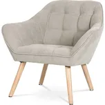 Autronic KŘESLO - z masivu kaučukovníku - barva šedobéžová, kaučukovník masiv + PU pěna + látka