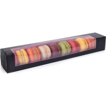 Krabice na pečivo House of Marie BV Krabička na makronky velká pro 6-9 makronek 315 x 47 x 47mm černá/růžová
