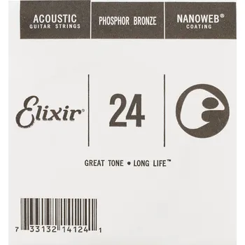Struna pro hudební nástroj Elixir Nanoweb Phosphor Bronze Single .024" + prodloužená záruka 3 roky