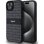 DKNY PU Leather Repeat Pattern Tonal Stripe Zadní Kryt pro iPhone 15 Plus Black