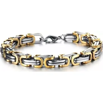 Náramek Pánský náramek z oceli Be Hard Zlato/stříbro 8 mm / 19-24 cm - Délka 21,5 cm