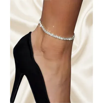 Souprava šperků B-TOP Jemný náramek na kotník s krystaly ve stříbrném tónu