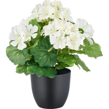 umělá květina Umělá pelargonie, bílá, 26 cm 497819