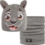 Dětská bavlněná čepice s nákrčníkem Zoo - zvířátka - vzor 13 - tmavě šedá - pejsek 48 - 50