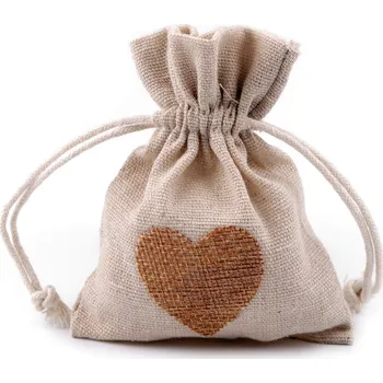 Vánoce Pro Háčkování Dárkový pytlík se srdcem 11x13 režná béžová