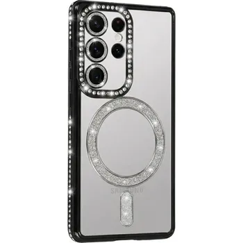 Pouzdro na mobilní telefon Zadní kryt Bling Magsafe pro Samsung Galaxy S24 Ultra černý