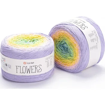 Příze Yarn Art příze Flowers 285 mentolová, slunečnicová a lila