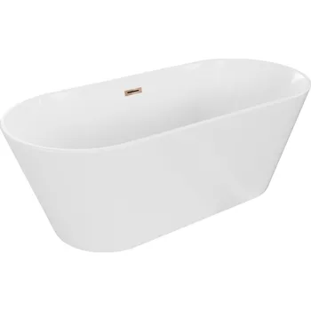 MEXEN/S - Flavia vana volně stojící 160 x 75, bílá, sifon a přepad růžové zlato 54031608000-60