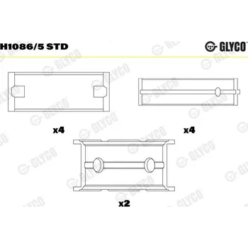 Motor automobilu Hlavní ložiska klikového hřídele GLYCO H1086/5 STD