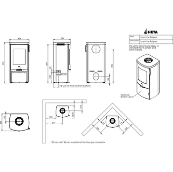Krbová kamna Heta a.s. Heta Icon-Line Eclipse - obklad mastek