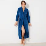 Dlouhá fleecový župan se šálovým límcem modrá 54