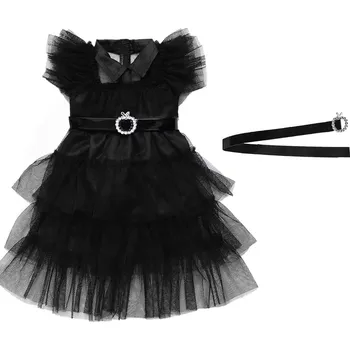 Doplněk pro panenku Halloweenské šaty pro panenku American girl a Baby Born - Wednesday Varianta: A