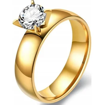 Prsten Zlatý Prstýnek Velký bílý kubický Zirkon Snubní prsten