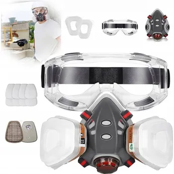 Plynová maska LAKÝRNICKÁ MASKA POLOMASKA OCHRANNÁ PROTIPRACHOVÁ FILTRY + VLOŽKY + BRÝLE