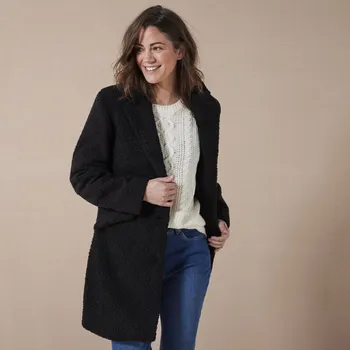 Dámský kabát Buklé kabát se širokým límcem černá 54