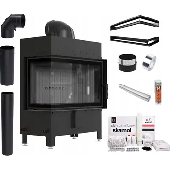Krbová vložka KRBOVÁ VLOŽKA LUCY 14 kW LEVÁ ČERNÁ OCELOVÁ EKODESIGN SADA