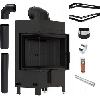 Krbová vložka KRBOVÁ VLOŽKA LUCY 12 kW LEVÁ ČERNÁ OCELOVÁ ECODESIGN SADA