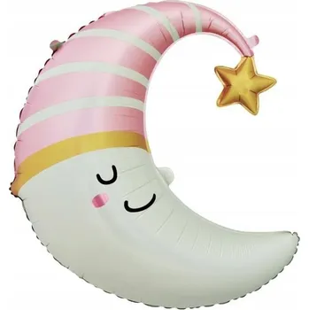 Balónek Fóliový balónek Měsíc (růžová čepička), 56x68 cm