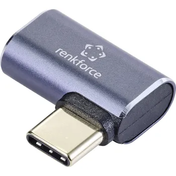 Renkforce USB3® adaptér [1x Konektor USB4® - 1x USB-C® zásuvka] 40 GBit/s 90° zatočeno doleva, hliníková zástrčka