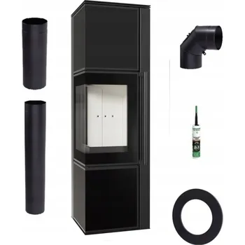 Krbová kamna KAMNA OCELOVÁ KAMNA KOZA TORA M 8 ČERNÝ SKLENĚNÝ PANEL SET