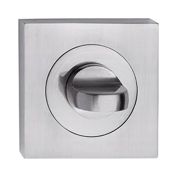 Dveřní kování Interiérová klika Metal-Bud Krátká, Čtvercová rozeta, Štít s WC zámkem