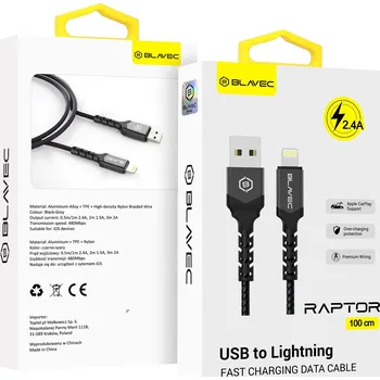 Datový kabel Kabel Blavec USB - Apple Lightning 1 m černý