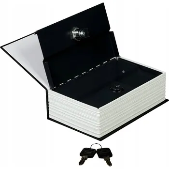 Trezor KOVÁ POKLADNIČKA KNIHA NA PENÍZE BANKOVKY SEJF KLÍČ SCHRÁNKA TAJNÁ PŘIHRÁDKA