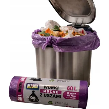 Pytle na odpadky Pytle na odpadky 60L fialové T-Shirt | 20 ks | se zavazovacími uchy