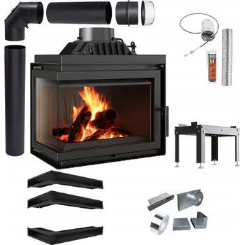 Krbová vložka Rohová krbová vložka KRATKI SIMPLE Výkon 8kW Levá Litinová na dřevo - SADA