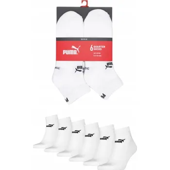 PUMA PONOŽKY PONOŽKY KOTNÍKOVÉ PONOŽKY PUMA UNISEX QUARTER 6P BÍLÉ vel.39-42