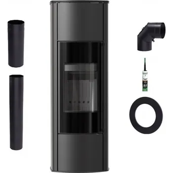 Krbová kamna Volně stojící ocelová KAMNA AB ENYO RW vysoká černá sada