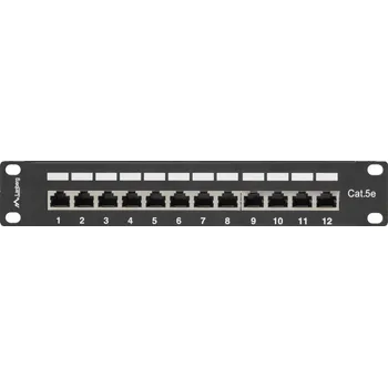 Patch panel PATCH PANEL KEYSTONE DO RACKOVÉ SKŘÍNĚ 12 PORTŮ 1U 10" PALCŮ KAT.5E FTP LANBERG