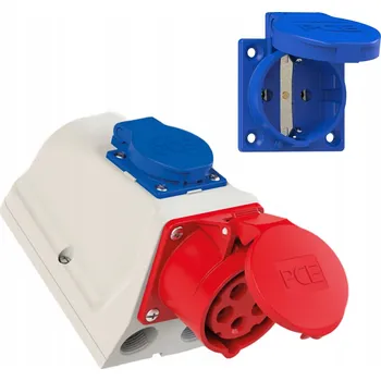 Elektrická zásuvka Nástěnná silová zásuvka s vidlicí 16A PCE 515-6t 5kolíková IP44