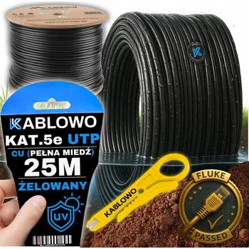 Síťový kabel SÍŤOVÝ KABEL KROUCENÁ DVOUŽÍLA LAN GEL VENKOVNÍ U/UTP KAT.5E 25M LANBERG