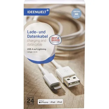 Datový kabel Kabel IdeenWelt USB - Apple Lightning 1,5 m bílý
