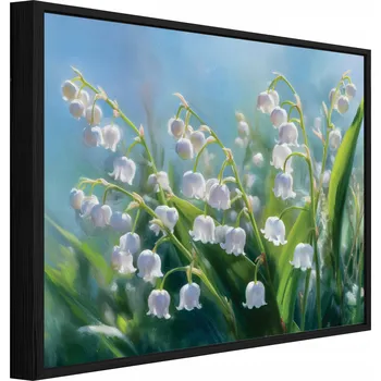 Obraz OBRAZ V ČERNÉM RÁMU NA PLÁTNĚ KVĚTINY SNĚŽENKY OBÝVACÍ POKOJ LOŽNICE 60x40